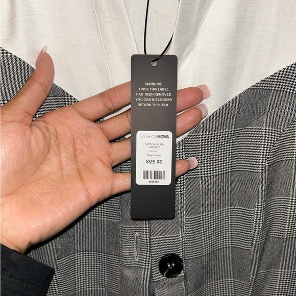 Fashion Nova Gray Checkered Jumpsuit - Picture 3 of 5